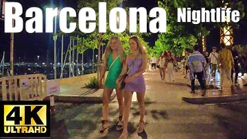🔴Barcelona Nightlife  Walking Tour 4K, Spain