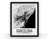 Barcelona Map Poster - spain Map Print - Art Deco Series