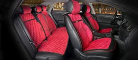 Накидки универсальные CarFashion Barcelona на переднее сидения авто, цвет Черный/Красный/Черный/Красный. Артикул 22385